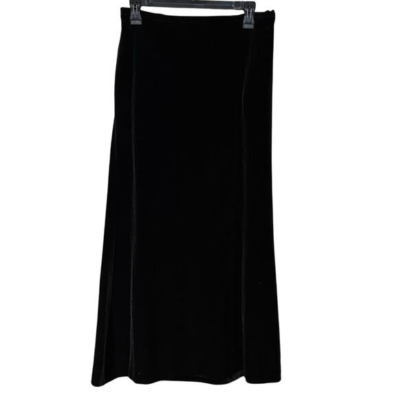 Susan Graver Studio Black Size Medium Long Elastic Waist Velvet Skirt Pockets - Picture 1 of 6